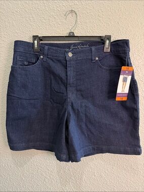 Gloria Vanderbilt Indigo Blue High-Rise Denim Shorts Amanda size 16